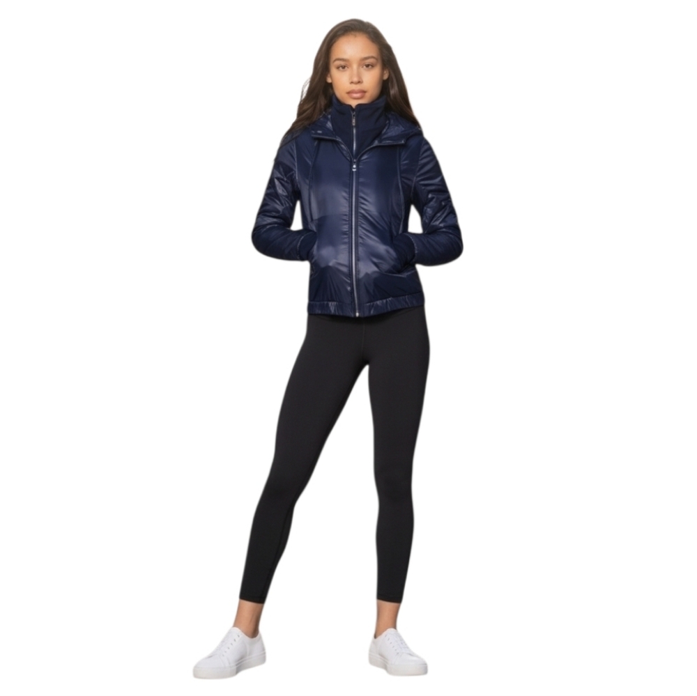 Lululemon Glyde Scuba Hoodie II Jacket Dark Blue Water Resistant Fleece Size 10